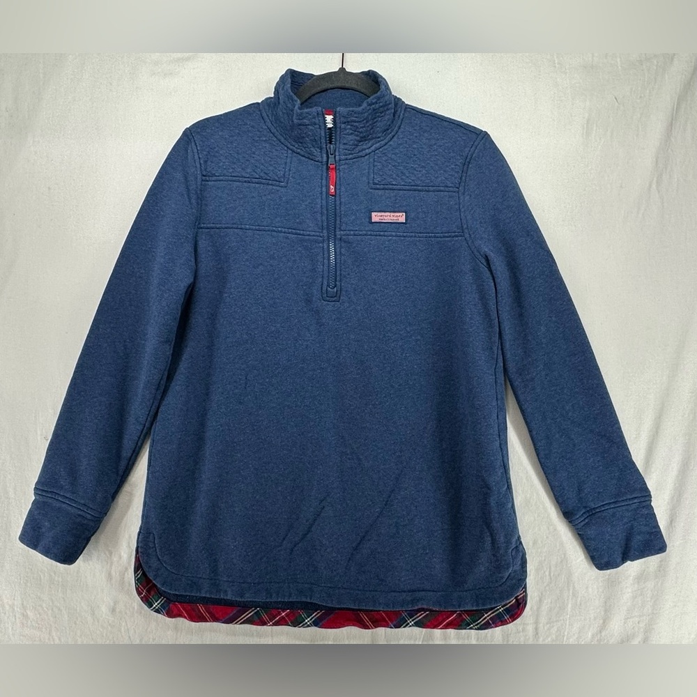 Vineyard Vines Women's Long Sleeve Shep Shirt 1/4 Zip Deep Bay Blue Size S